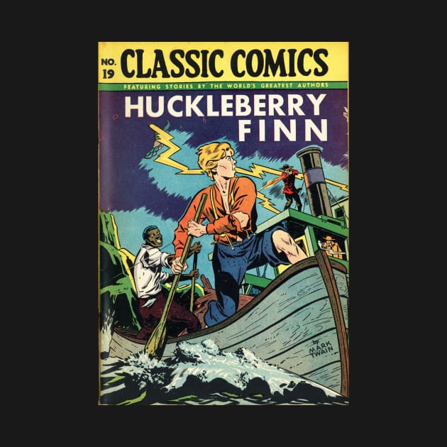 The Adventures of Huckleberry Finn Mark Twain Vintage Comic Book Cover by buythebook86