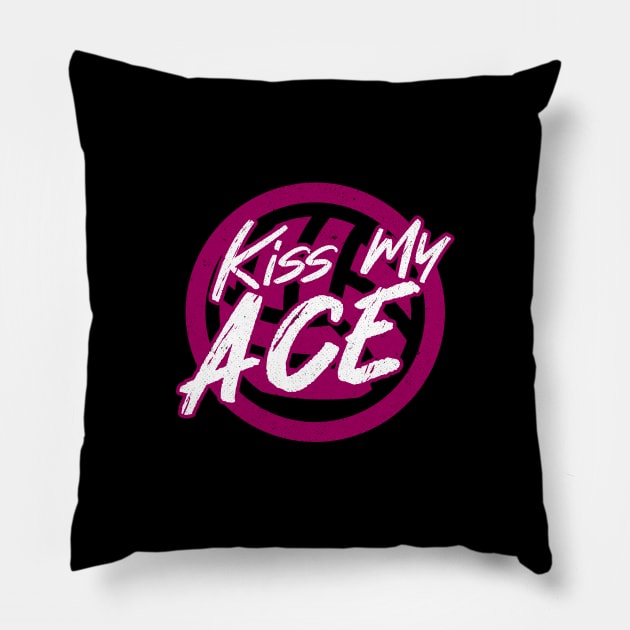 Kiss My Ace Volleyball Pun Pillow by Commykaze