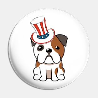 Funny bulldog is wearing uncle sam hat Pin