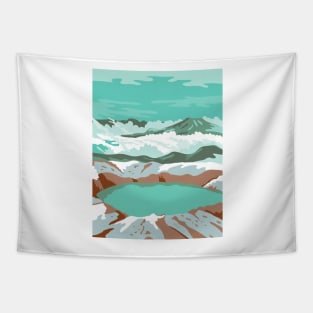 Katmai National Park and Preserve at Summit Crater Lake of Mount Katmai Alaska United States WPA Poster Art Color Tapestry