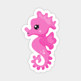 Cute Seahorse, Little Seahorse, Pink Seahorse Magnet