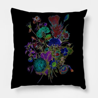 Black Panther Art - Glowing Flowers in the Dark 2 Pillow