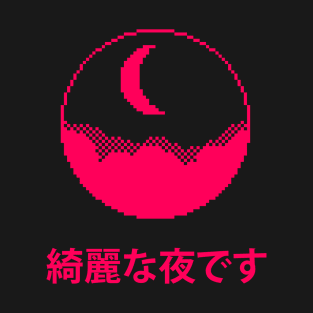 "It's a beautiful night"  1 bit red moon T-Shirt