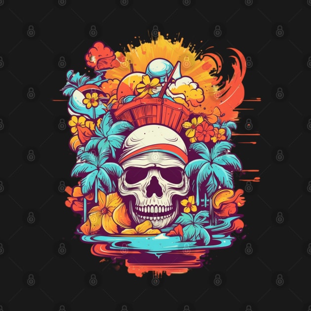 Summer Tropical Treasure Island Skull by Nightarcade