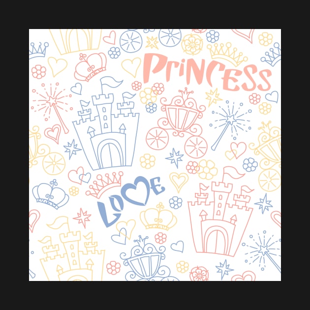 pattern of little princess doodles by kavalenkava