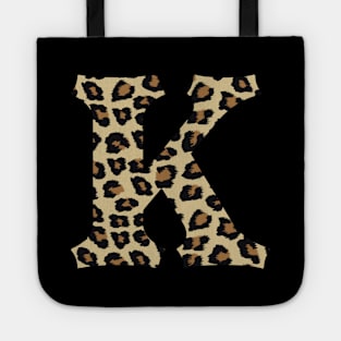 Letter K Leopard Cheetah Monogram Initial Tote