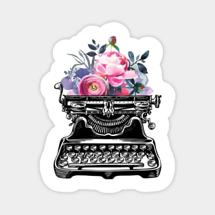 Vintage typewriter, watercolor flowers, flowers, watercolor, writer gift, writer, type, typewriter Magnet