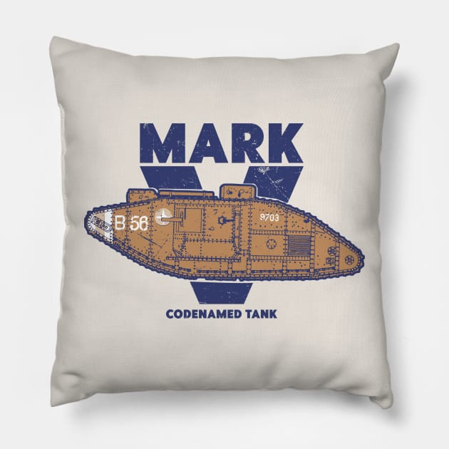 MARK V LANDSHIP - WW1 Tank Pillow by Distant War