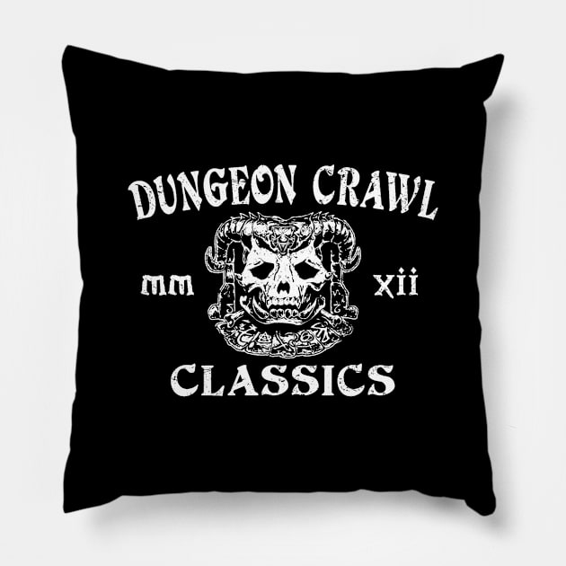 Dungeon Crawl Classics (Black Print) Pillow by Miskatonic Designs