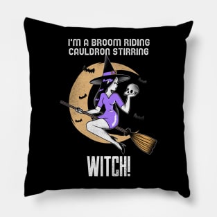 I'M A BROOM RIDING CAULDRON STIRRING WITCH Pillow