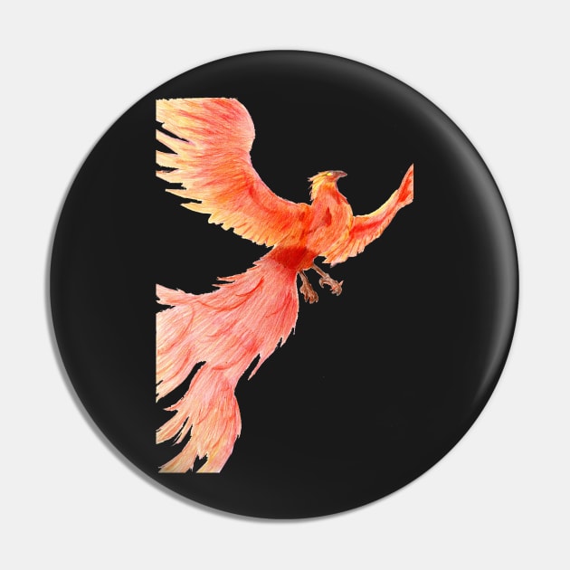 Rising from the Ashes- Phoenix Yellow Pin by EarthSoul