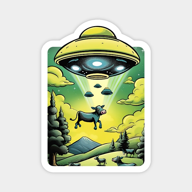 UFO Cow Abduction Magnet by roswellboutique