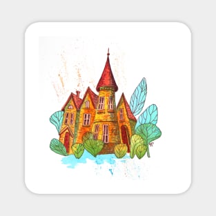 Victorian House Watercolor Illustration Magnet
