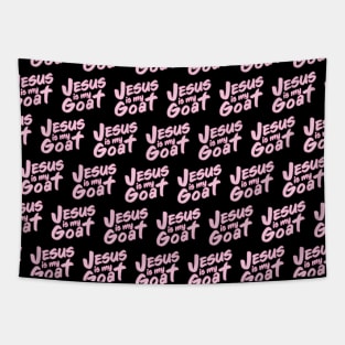 Jesus is my Goat - Neon Pink Pattern Tapestry