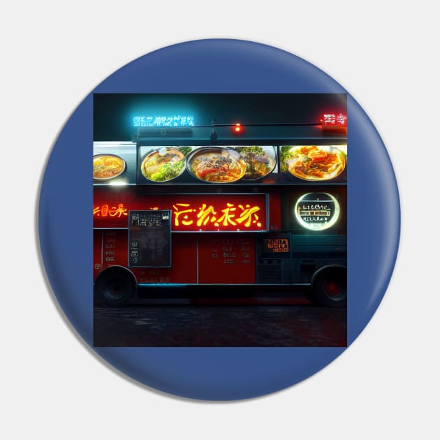 Cyberpunk Tokyo Ramen Food Truck Pin by Grassroots Green