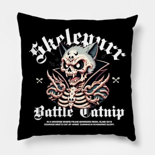 Skelepurr's Skull and Bones - Feline Fantasy Pillow