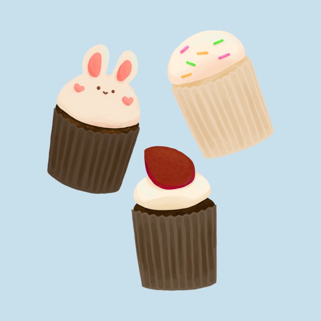 Rabbit cupcakes with sprinkles and strawberries by mamemaji