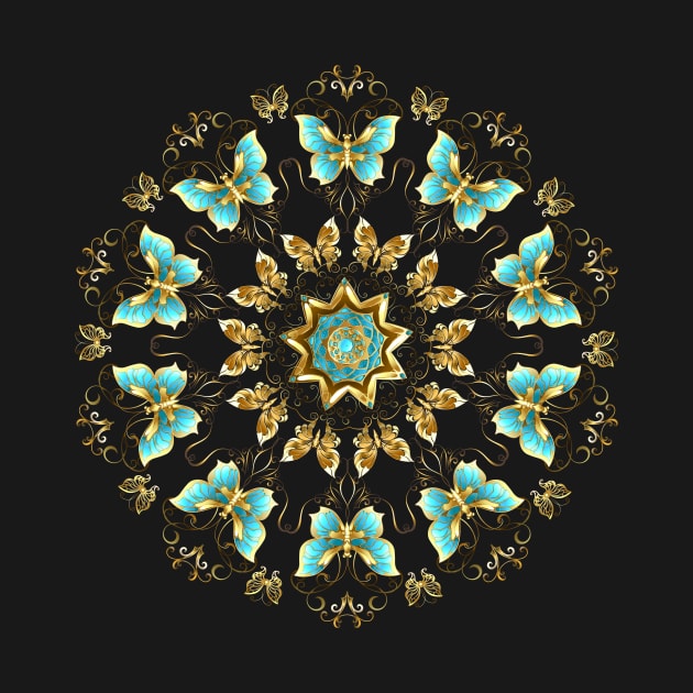 Mandala of Golden Butterflies ( Gold Butterflies ) by Blackmoon9