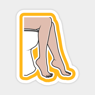 Woman Sitting On Toilet Sticker vector illustration. Part of people in the bathroom doing their routine hygiene procedures series. People fashion icon concept. People foot sticker design logo. Magnet