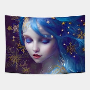 Christmas Snowflake Elf Tapestry