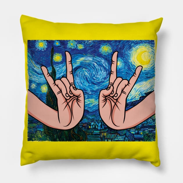 Japanese Rock Hands In The Starry Night Pillow by Creative Style