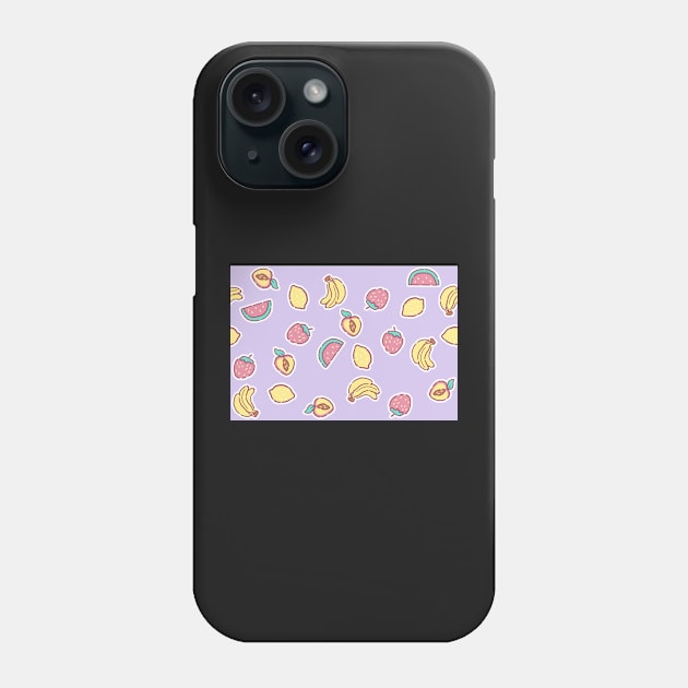 Pastel Mini Fruit on Purple Phone Case by FrostedSoSweet