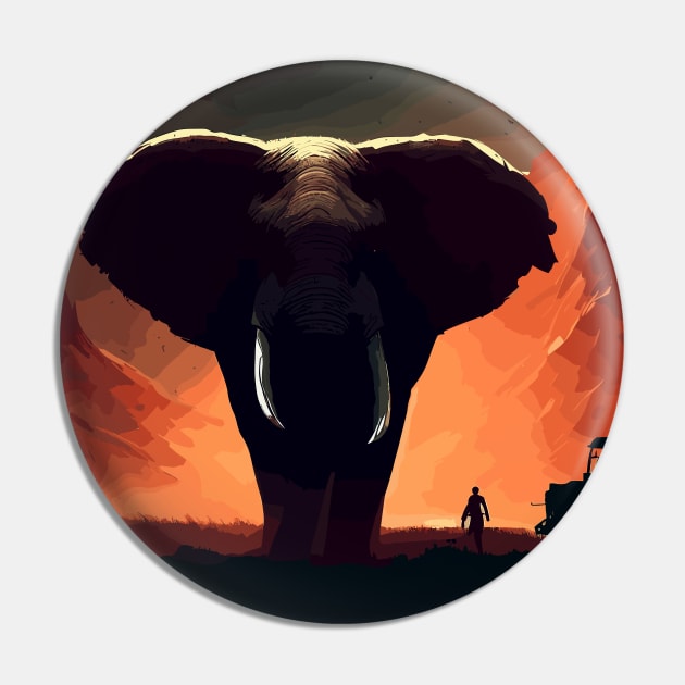 Zambia elephant Pin by TomFrontierArt