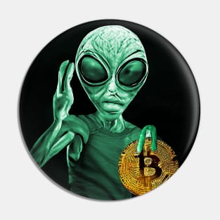 Alien Bitcoin Collectors Mars Invasion Sci-fi Pin