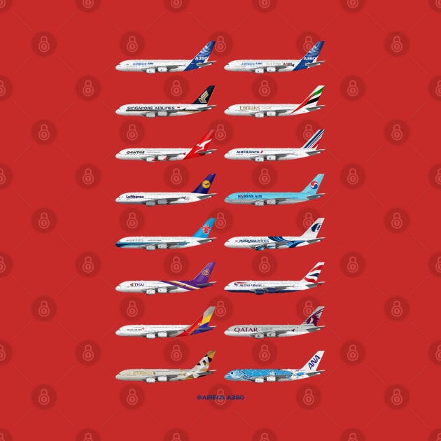 Airbus A380 Operators Illustration by SteveHClark