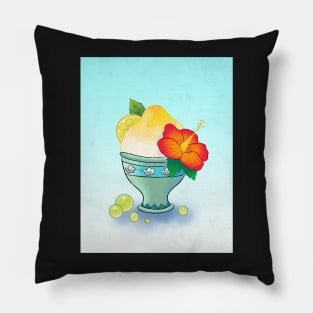 Minhwa: Lemon Ice Flake Blue (Korean traditional/folk art) Pillow