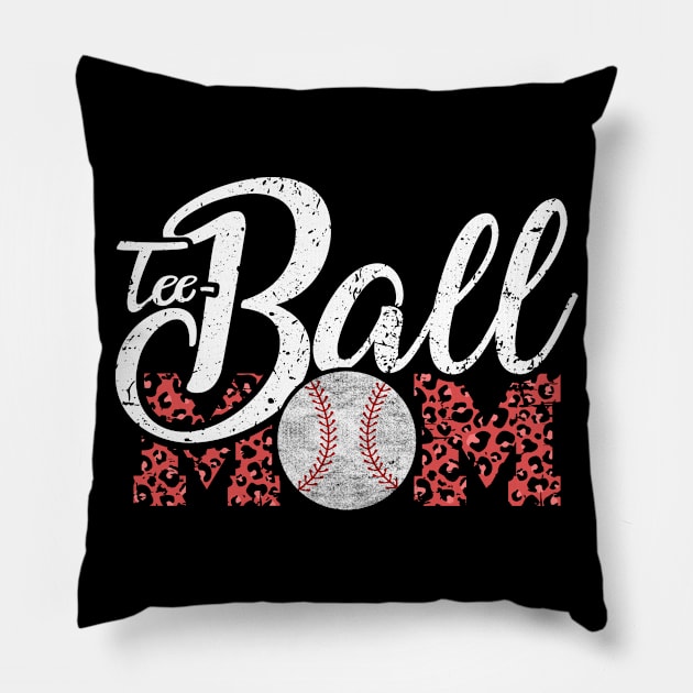 Teeball Mom Leopard Funny Baseball for Mother's Day 2021 Pillow by Charaf Eddine