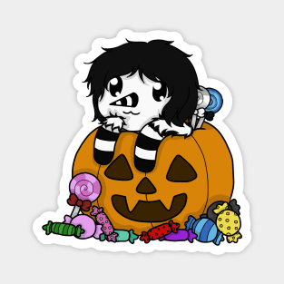 laughing jack pumpkin and candy Magnet