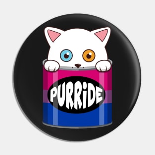 Funny White Cat Bisexual Pride Pin