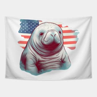 Stars & Stripes Manatee Tapestry