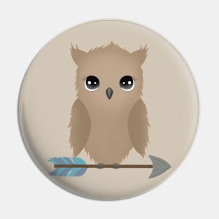 Cute Baby Owl Sitting on Arrow Pin