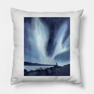 Northern Lights Nature Landscape Painting Pillow