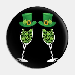 Shamrock Wine Glass Leprechaun Hat St. Patrick's Day Gift Pin
