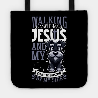 Jesus and dog - Giant Schnauzer Tote