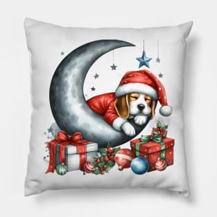 Beagle Dog On The Moon Christmas Pillow