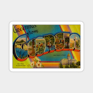 Greetings from Georgia Vintage 1930's Postcard Magnet