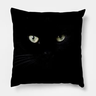 Black cat face and eyes Pillow