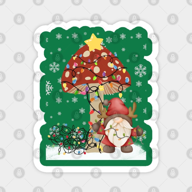 Mushroom Christmas Gnome Magnet by MCsab Creations