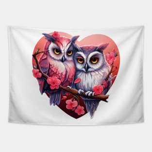 Valentines day Owl couples Tapestry