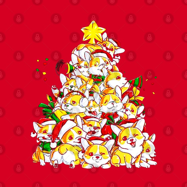 Corgi Christmas Tree by VectorDiariesart