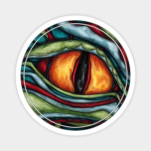 Bright green dragon eye art Magnet