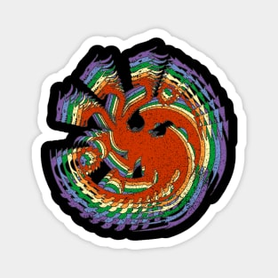 Distressed Earthy Rainbow Gay Pride 3 Headed Dragons Magnet