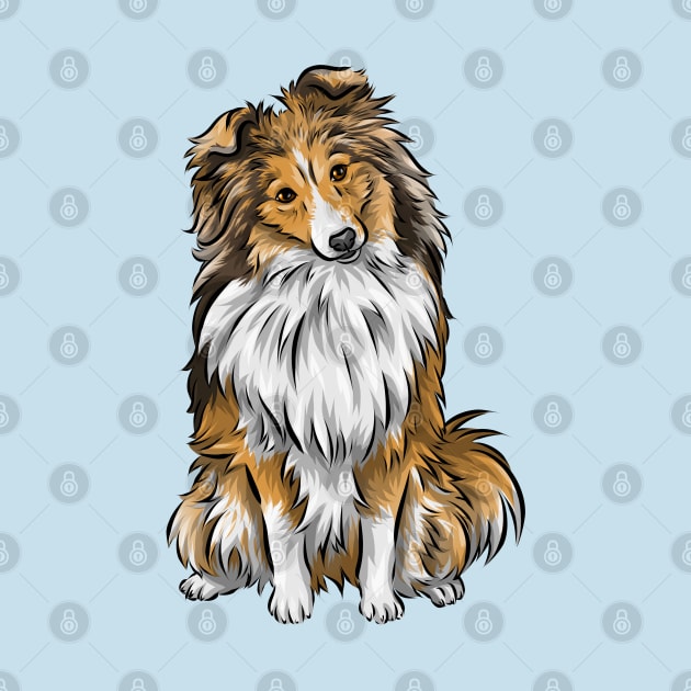 Cute Shetland Sheepdog | Sable | Herding Dog by Shirin Illustration