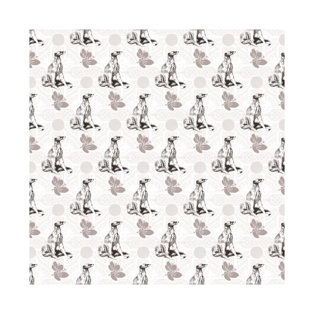 Sitting dog pattern in gray tones by Uniquepixx