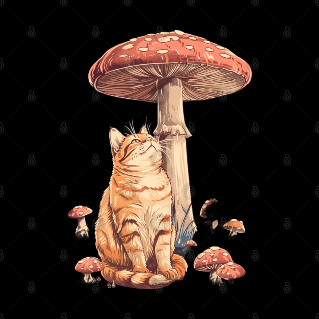 Cat Mushroom Encounters Pawprints in Fungi by BilodeauBlue