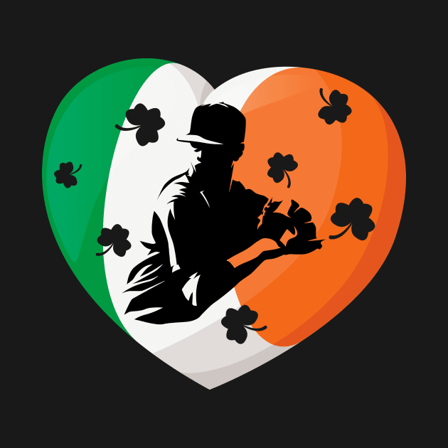 Baseball Player Ireland Heart Flag St. Patrick's Day by NatalitaJK